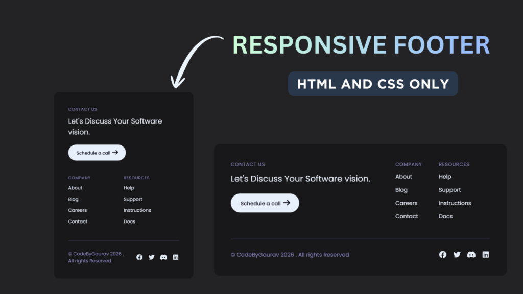 Responsive Footer Using HTML & CSS