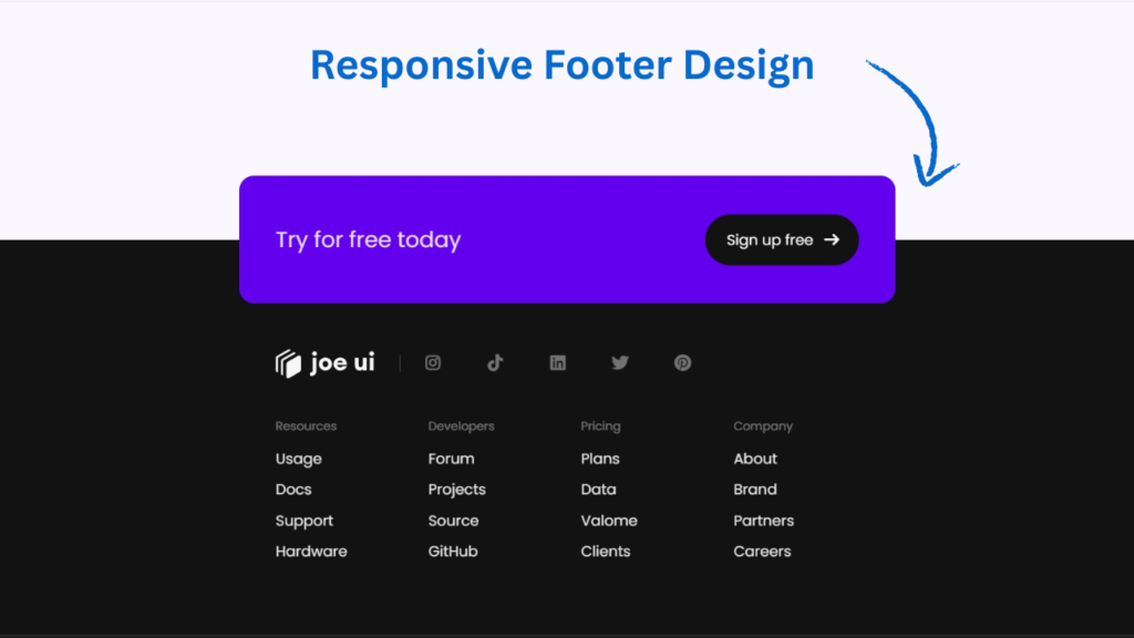 Responsive Footer Design using HTML & CSS