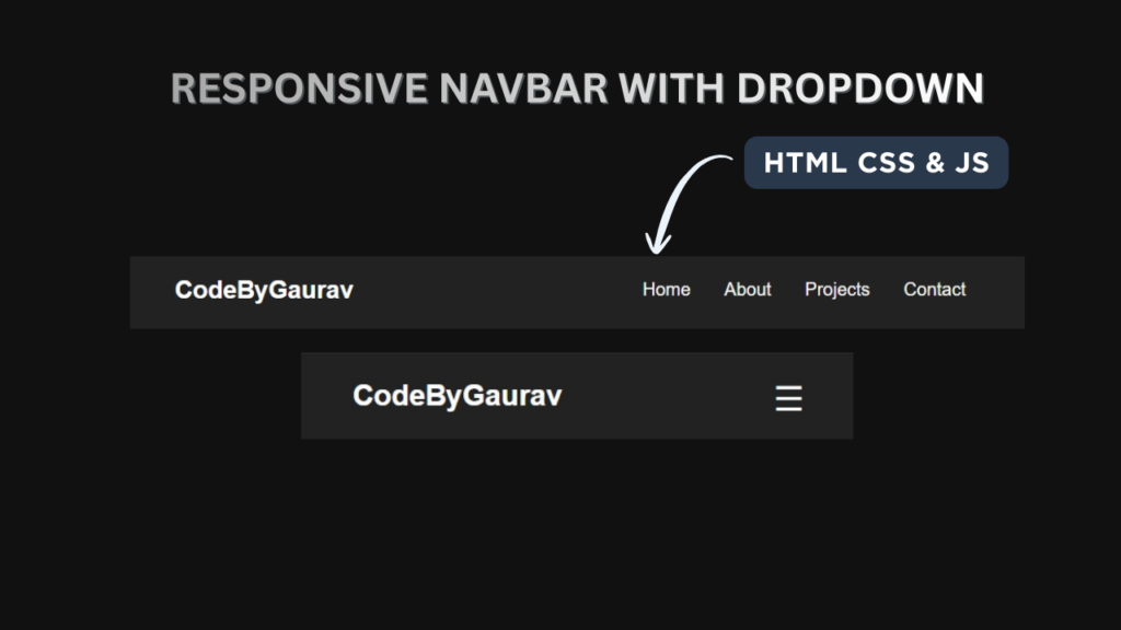 Responsive Navbar with Dropdown Menu using HTML CSS JavaScript